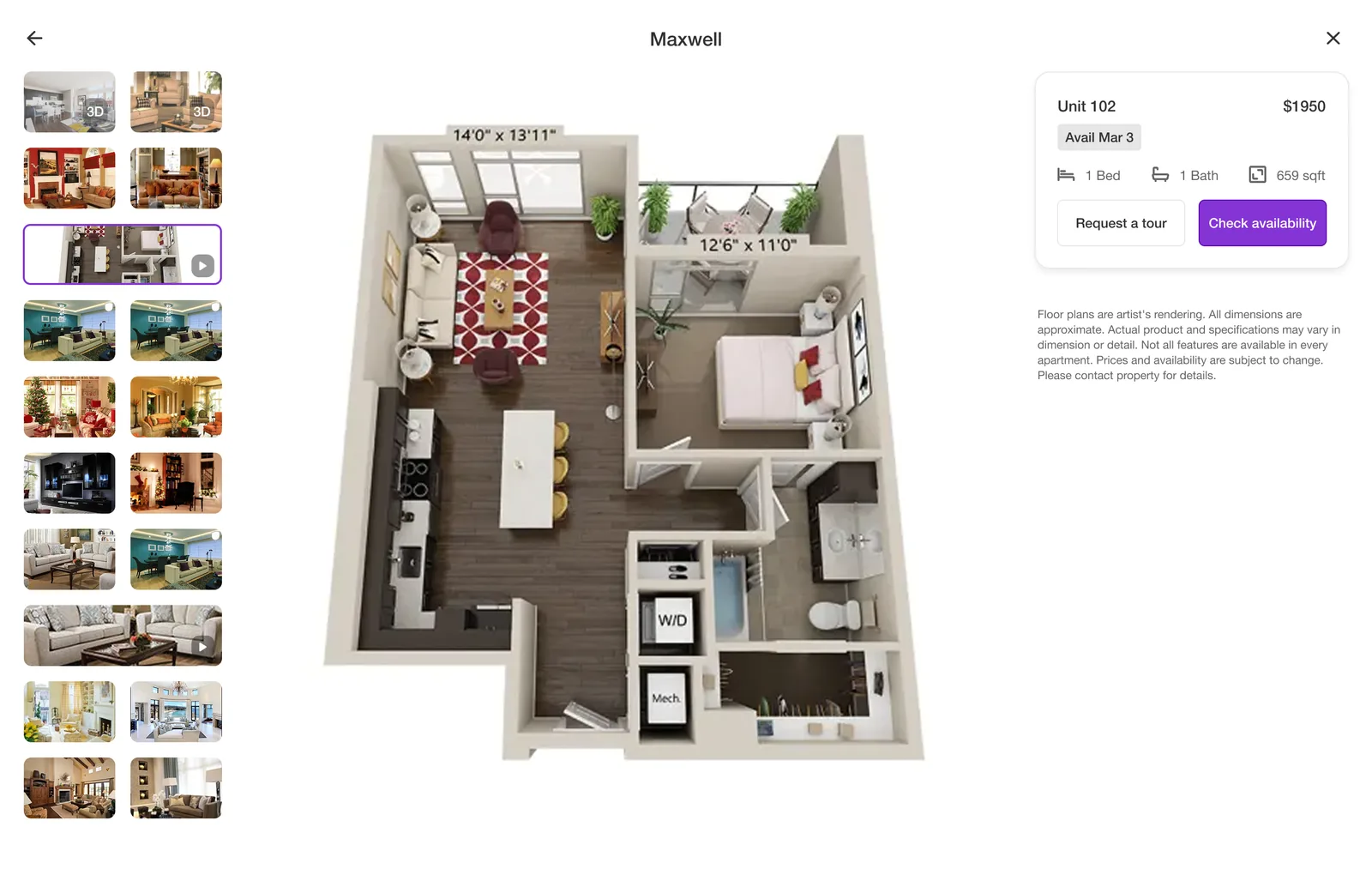 3D tour and floorplan views in a listing.